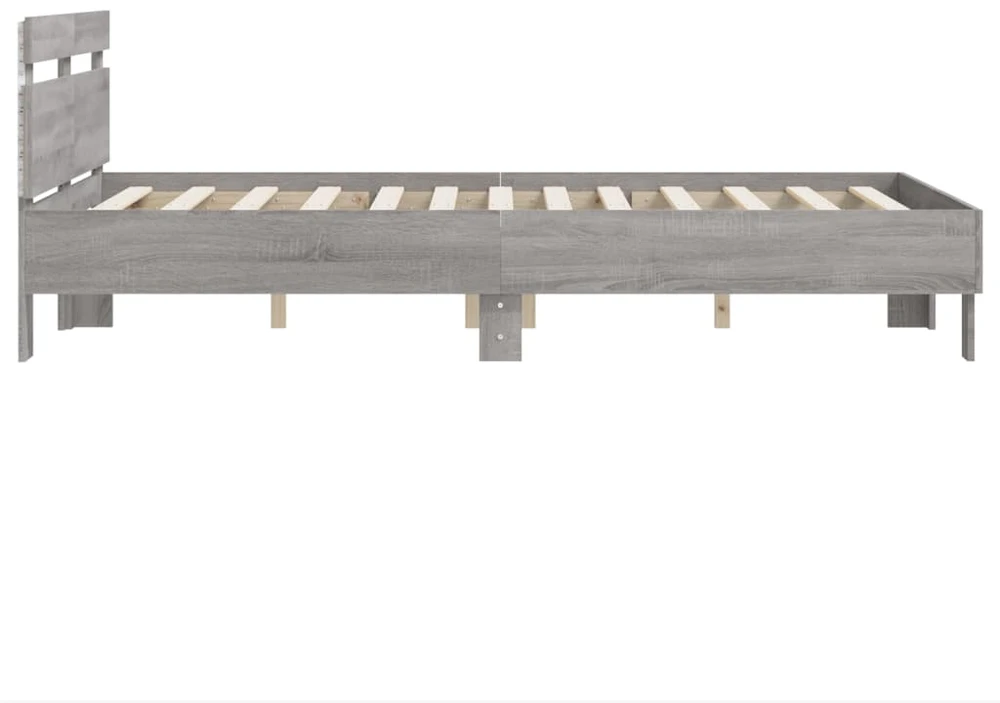 Lovos rėmas su galvūgaliu ir LED, pilkas ąžuolo, 120x200cm