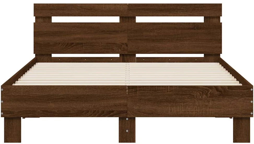 Lova Lovos rėmas su galvūgaliu ir LED, rudas ąžuolo, 135x190cm