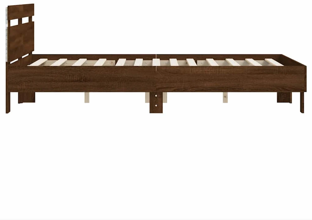 Lova Lovos rėmas su galvūgaliu ir LED, rudas ąžuolo, 135x190cm