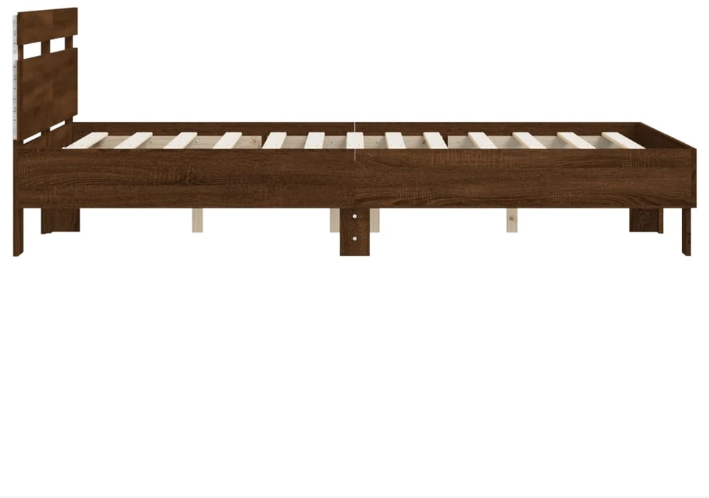 Lovos rėmas su galvūgaliu ir LED, rudas ąžuolo, 120x200cm
