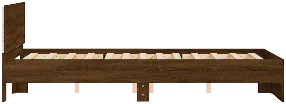 Lovos rėmas su galvūgaliu ir LED, rudas ąžuolo, 140x190cm