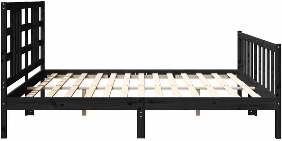 Lovos rėmas su galvūgaliu, juodas, 200x200cm, medienos masyvas