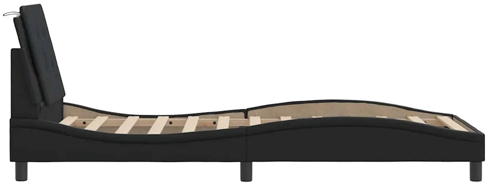 Lovos rėmas su galvūgaliu, juodos, 100x200cm, dirbtinė oda