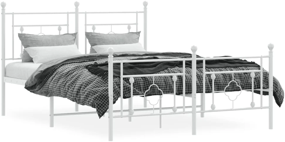 Lova Lovos rėmas su galvūgaliu/kojūgaliu, baltas, 135x190cm, metalas