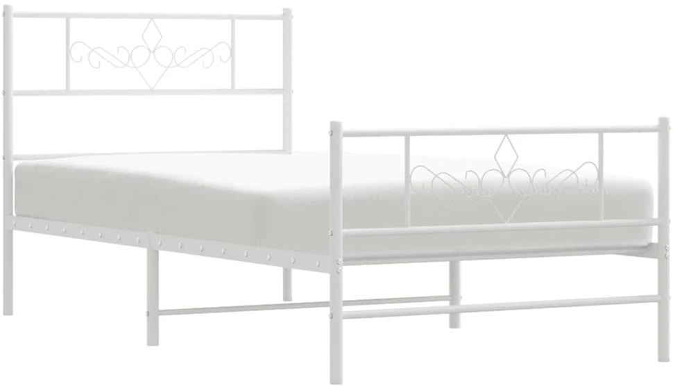 Lovos rėmas su galvūgaliu/kojūgaliu, baltas, 75x190cm, metalas