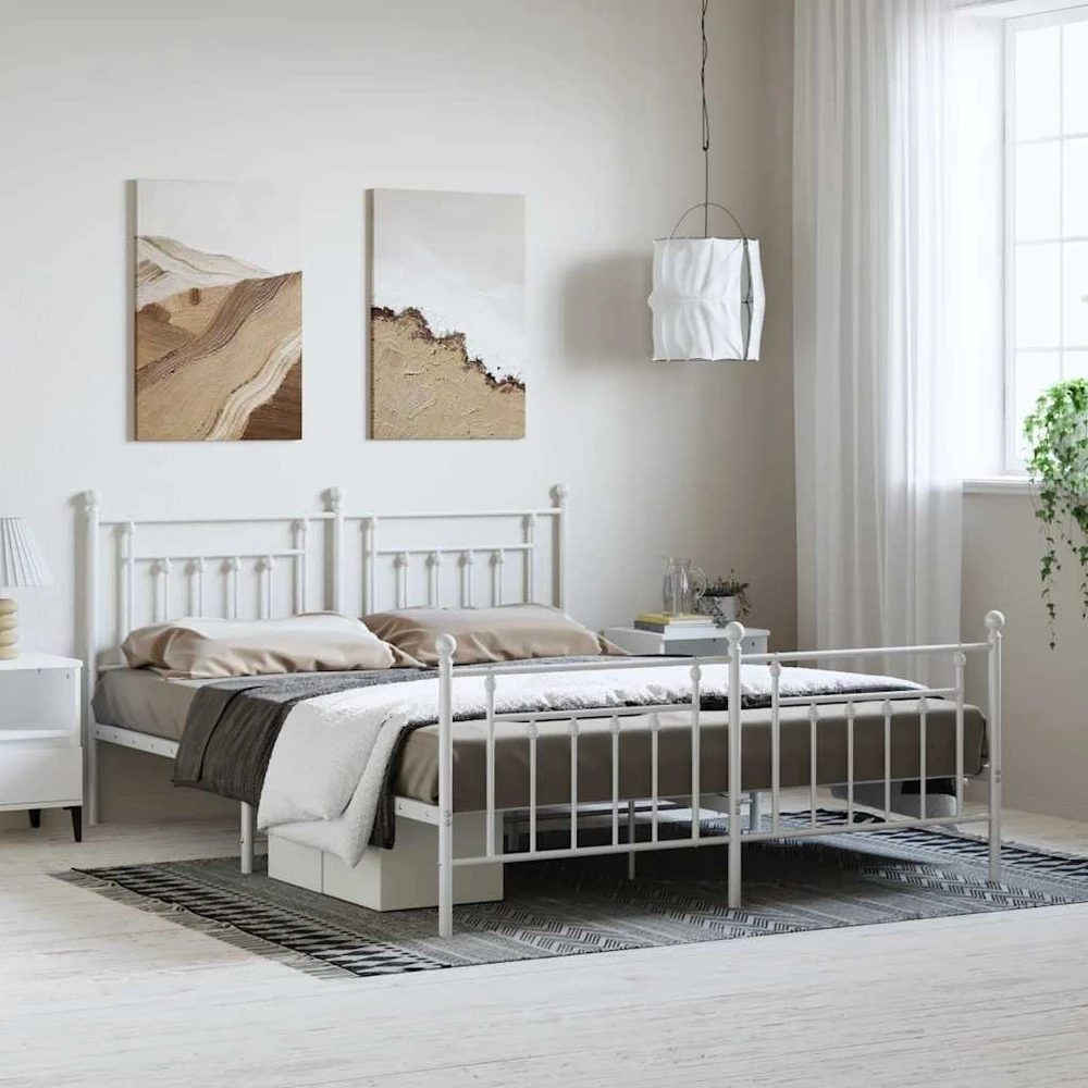 Lova Lovos rėmas su galvūgaliu/kojūgaliu, baltas, 183x213cm, metalas