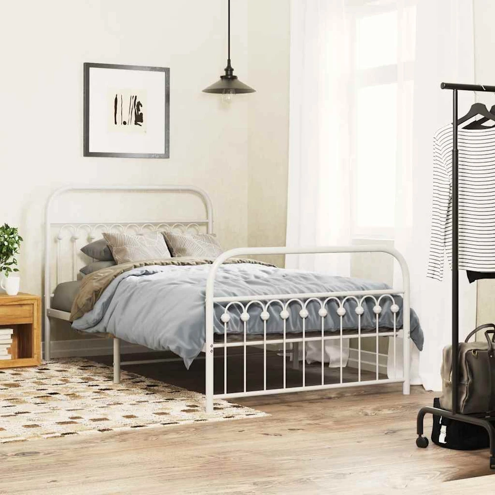 Lova Lovos rėmas su galvūgaliu/kojūgaliu, baltas, 107x203cm, metalas