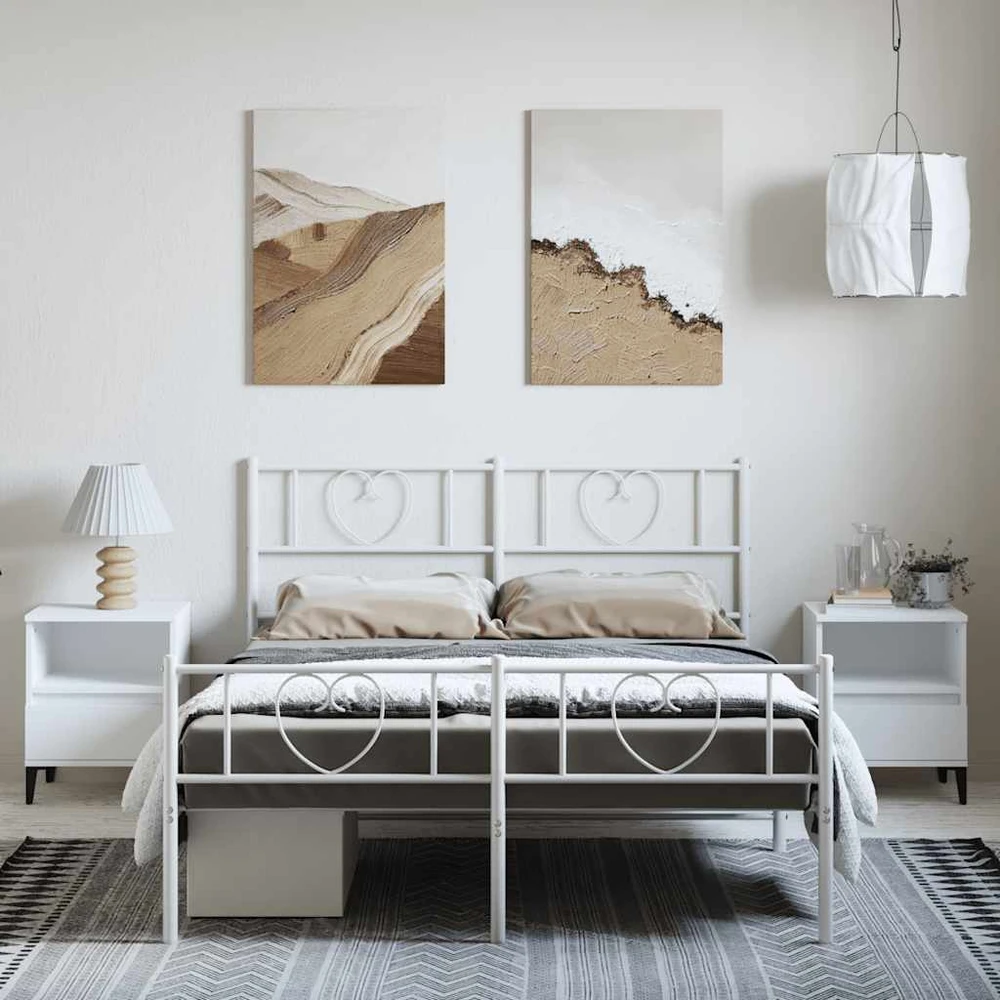 Lova Lovos rėmas su galvūgaliu/kojūgaliu, baltas, 135x190cm, metalas