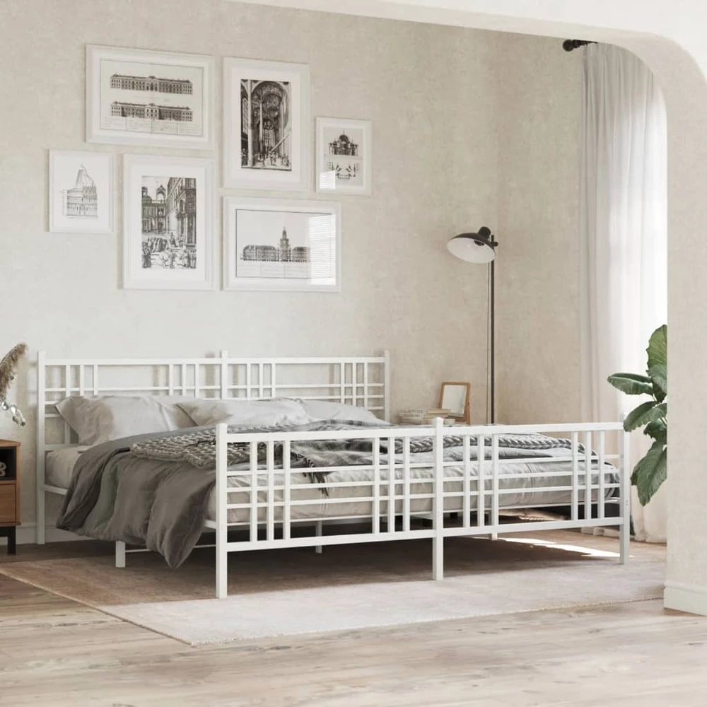 Lova Lovos rėmas su galvūgaliu/kojūgaliu, baltas, 193x203cm, metalas