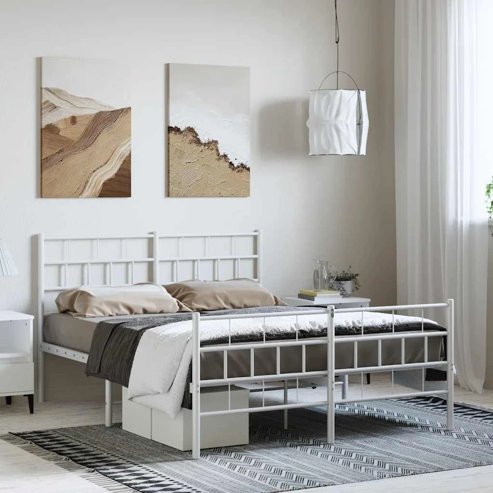 Lova Lovos rėmas su galvūgaliu/kojūgaliu, baltas, 135x190cm, metalas