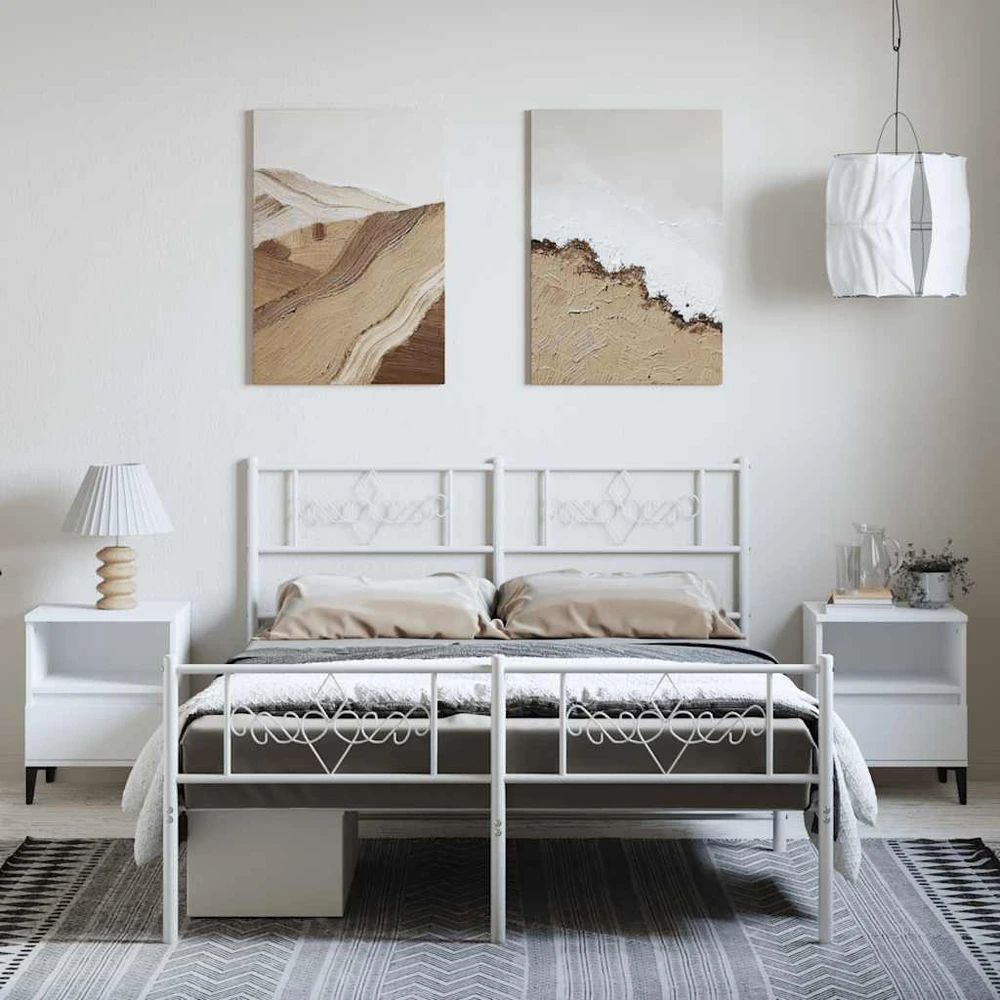 Lovos rėmas su galvūgaliu/kojūgaliu, baltas, 150x200cm, metalas