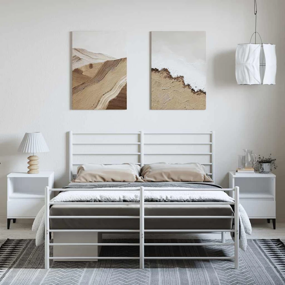 Lovos rėmas su galvūgaliu/kojūgaliu, baltas, 150x200cm, metalas