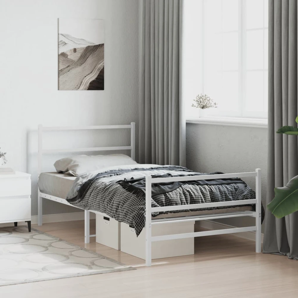 Lova Lovos rėmas su galvūgaliu/kojūgaliu, baltas, 107x203cm, metalas