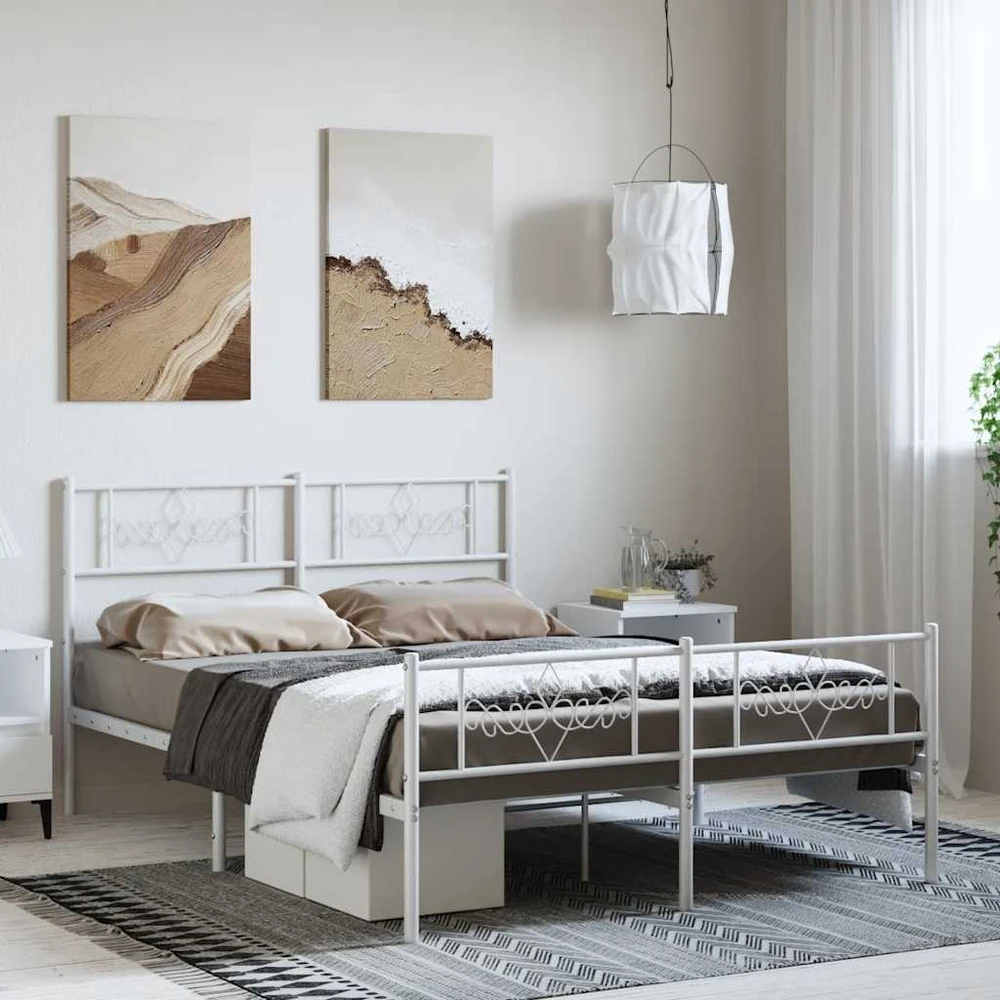 Lova Lovos rėmas su galvūgaliu/kojūgaliu, baltas, 135x190cm, metalas