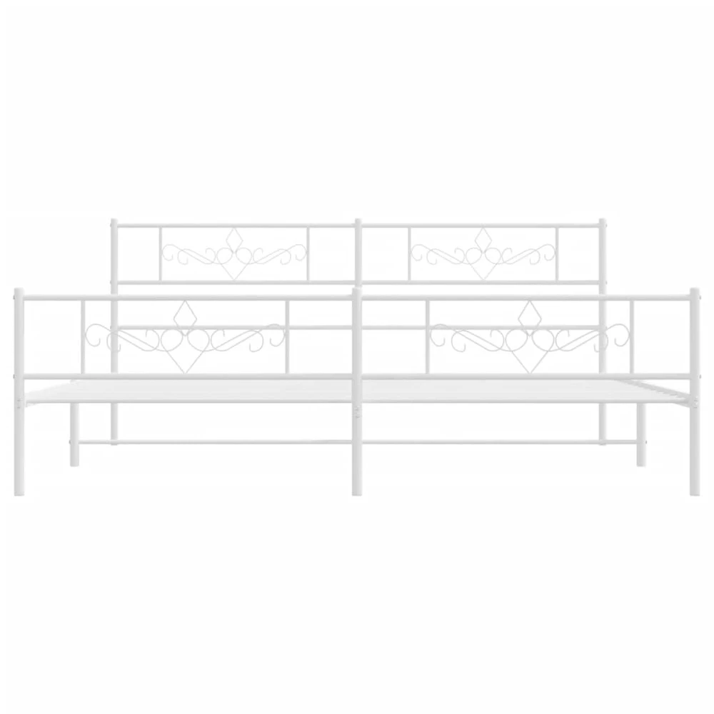 Lovos rėmas su galvūgaliu/kojūgaliu, baltas, 200x200cm, metalas