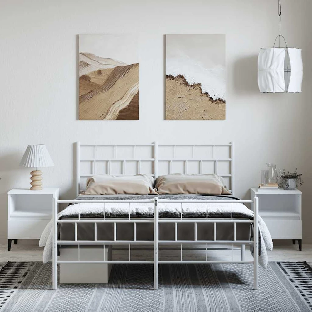 Lovos rėmas su galvūgaliu/kojūgaliu, baltas, 150x200cm, metalas