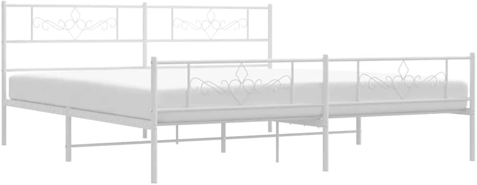 Lova Lovos rėmas su galvūgaliu/kojūgaliu, baltas, 193x203cm, metalas