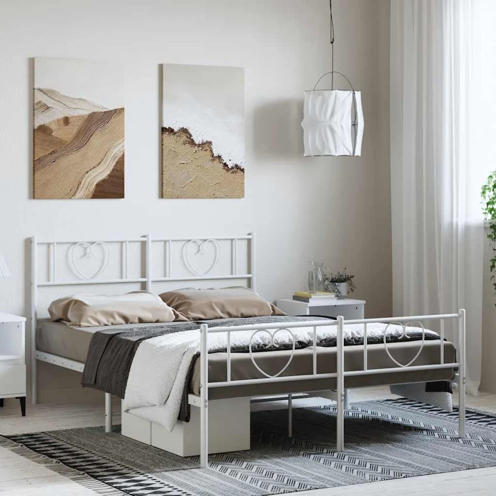 Lova Lovos rėmas su galvūgaliu/kojūgaliu, baltas, 135x190cm, metalas