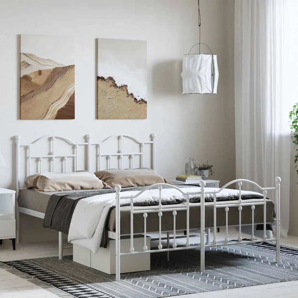 Lova Lovos rėmas su galvūgaliu/kojūgaliu, baltas, 135x190cm, metalas