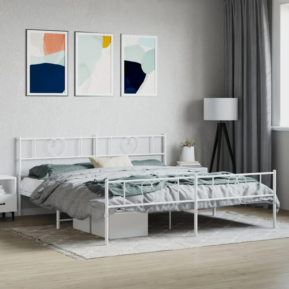 Lovos rėmas su galvūgaliu/kojūgaliu, baltas, 180x200cm, metalas