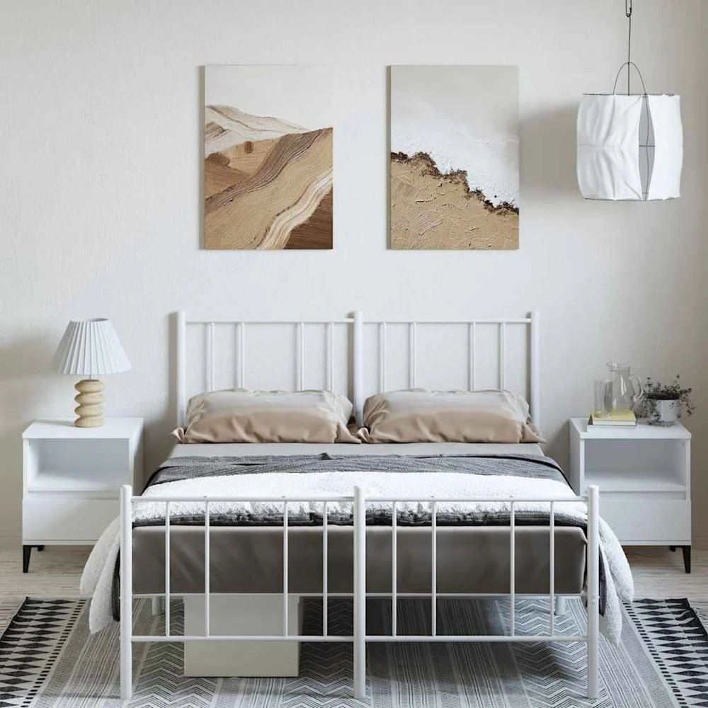 Lovos rėmas su galvūgaliu/kojūgaliu, baltas, 150x200cm, metalas