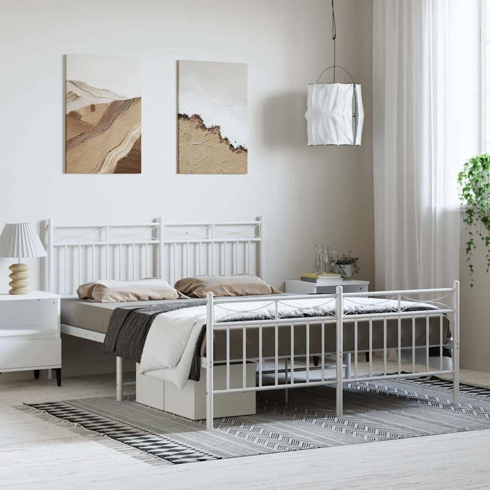 Lovos rėmas su galvūgaliu/kojūgaliu, baltas, 150x200cm, metalas