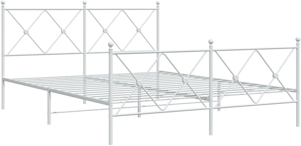 Lovos rėmas su galvūgaliu/kojūgaliu, baltas, 150x200cm, metalas
