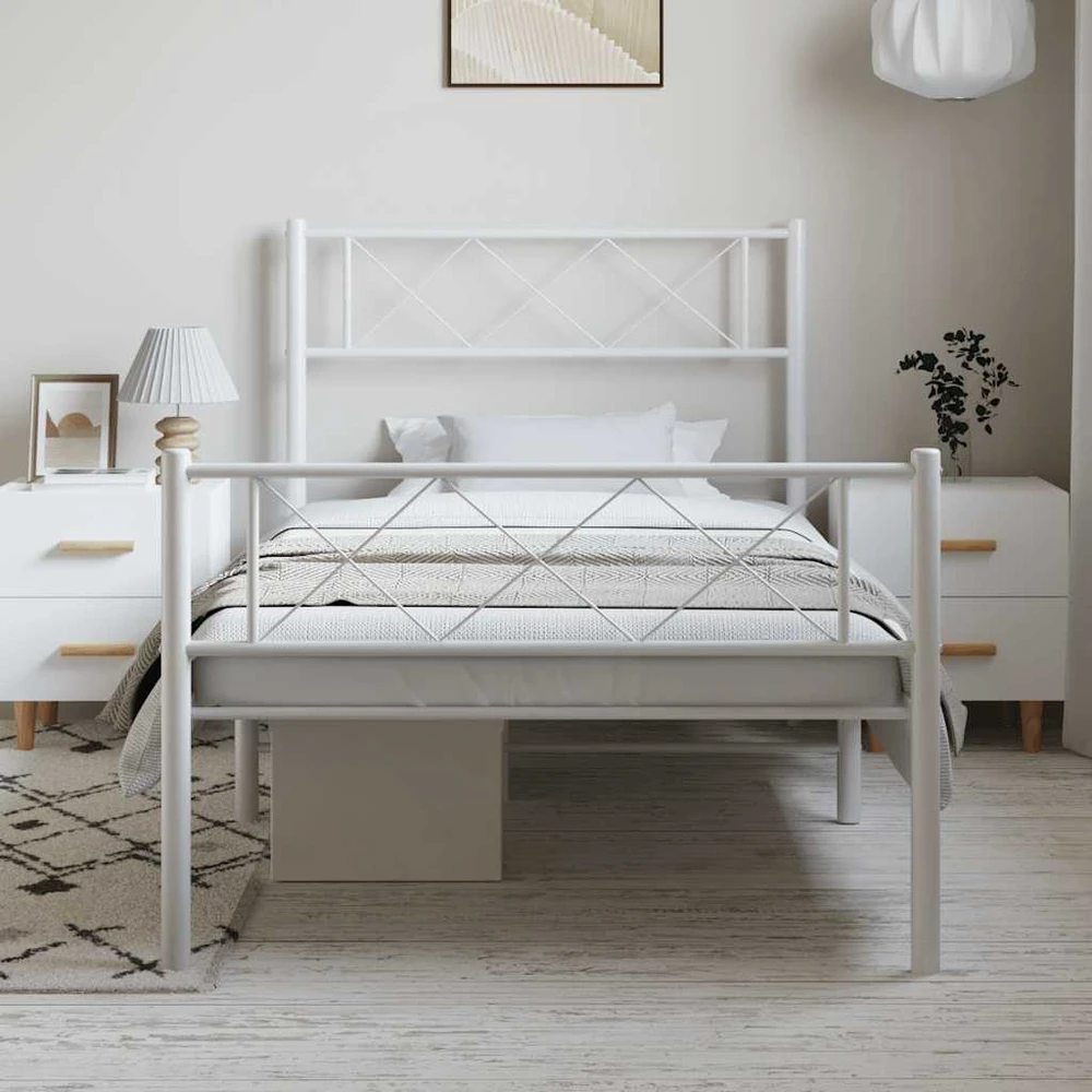 Lovos rėmas su galvūgaliu/kojūgaliu, baltas, 100x200cm, metalas