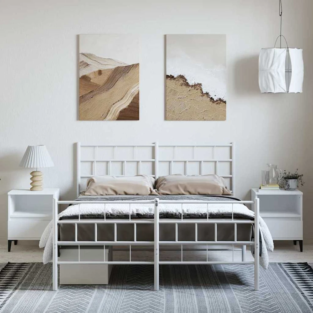 Lova Lovos rėmas su galvūgaliu/kojūgaliu, baltas, 135x190cm, metalas