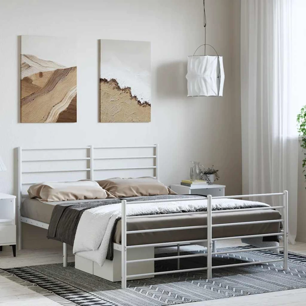 Lova Lovos rėmas su galvūgaliu/kojūgaliu, baltas, 135x190cm, metalas