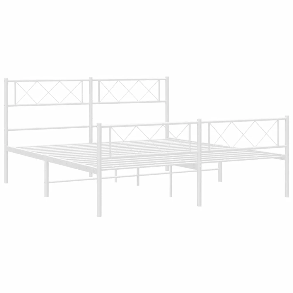 Lovos rėmas su galvūgaliu/kojūgaliu, baltas, 150x200cm, metalas