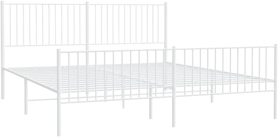 Lovos rėmas su galvūgaliu/kojūgaliu, baltas, 200x200cm, metalas