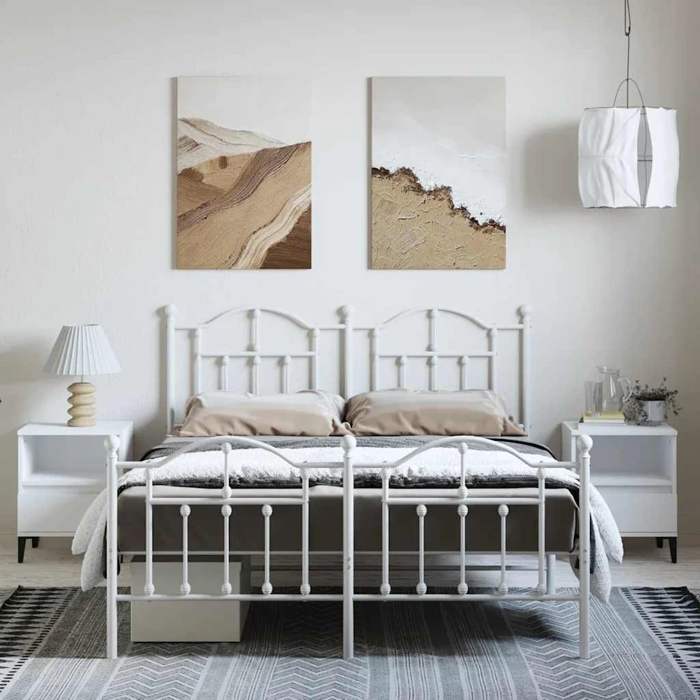 Lova Lovos rėmas su galvūgaliu/kojūgaliu, baltas, 135x190cm, metalas