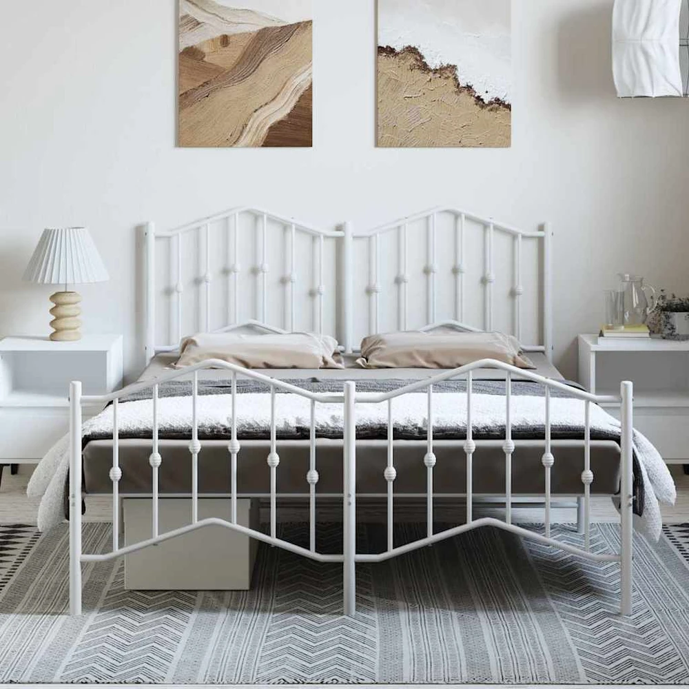 Lova Lovos rėmas su galvūgaliu/kojūgaliu, baltas, 135x190cm, metalas