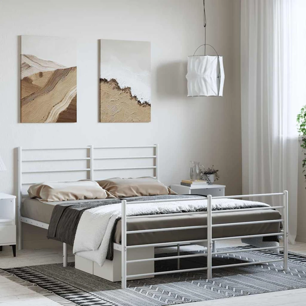Lovos rėmas su galvūgaliu/kojūgaliu, baltas, 150x200cm, metalas