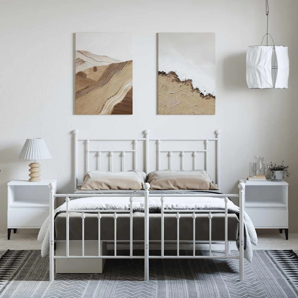 Lovos rėmas su galvūgaliu/kojūgaliu, baltas, 150x200cm, metalas