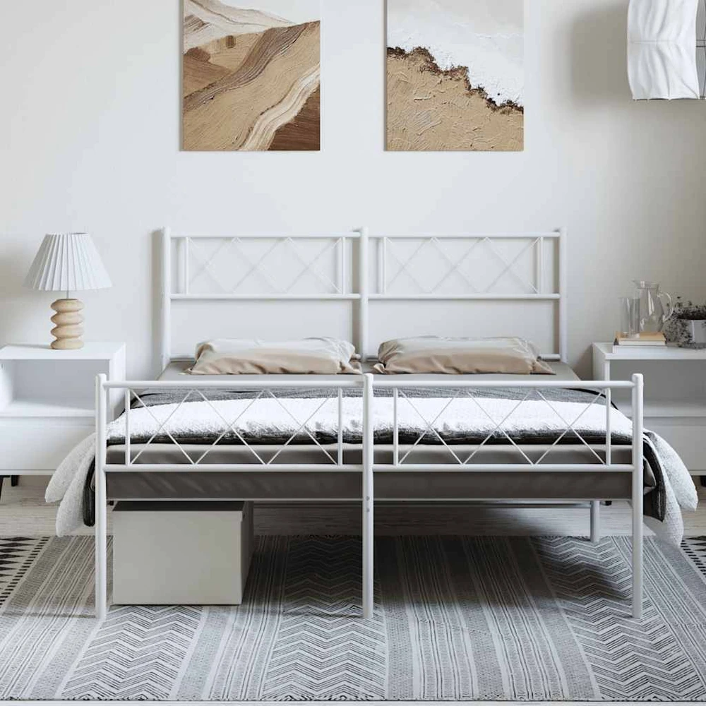 Lovos rėmas su galvūgaliu/kojūgaliu, baltas, 150x200cm, metalas