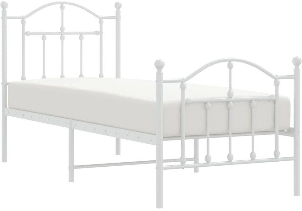 Lovos rėmas su galvūgaliu/kojūgaliu, baltas, 75x190cm, metalas