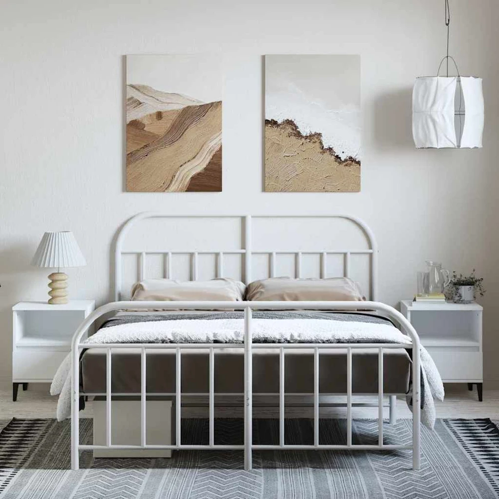 Lovos rėmas su galvūgaliu/kojūgaliu, baltas, 150x200cm, metalas
