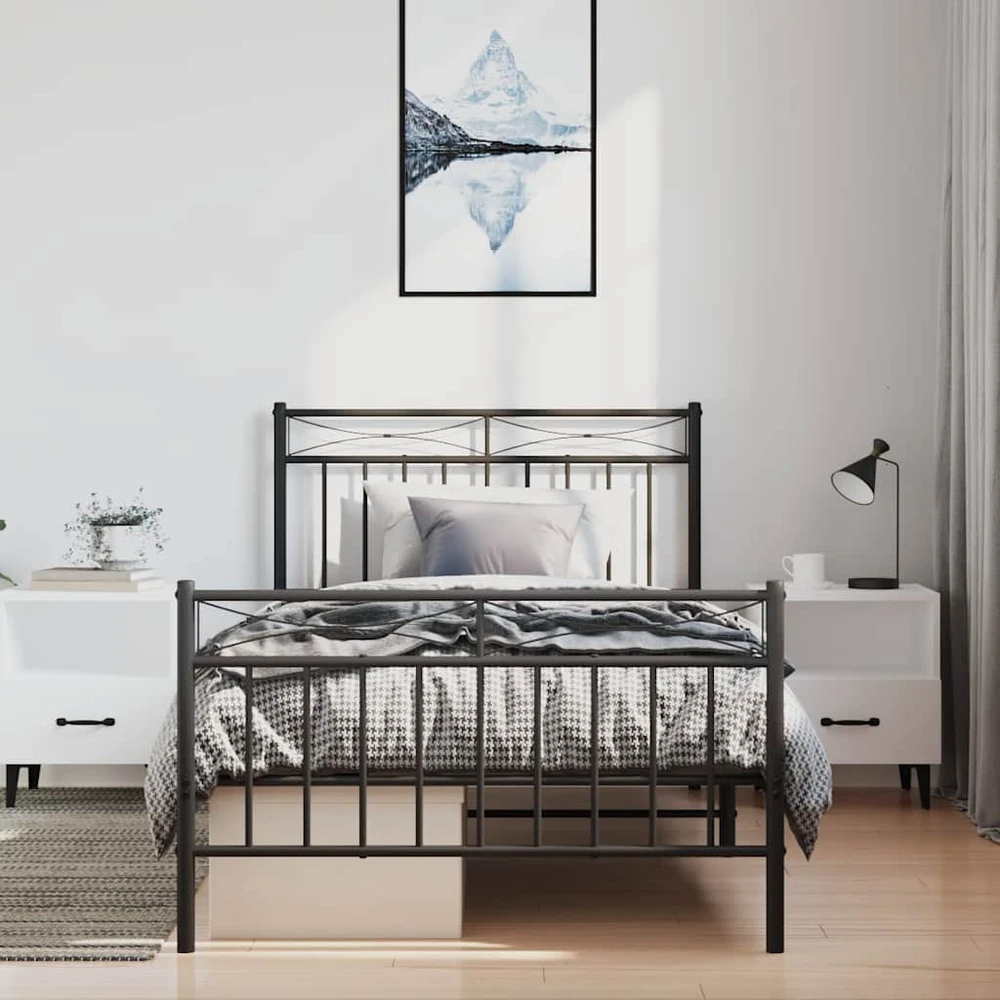Lova Lovos rėmas su galvūgaliu/kojūgaliu, juodas, 100x190cm, metalas