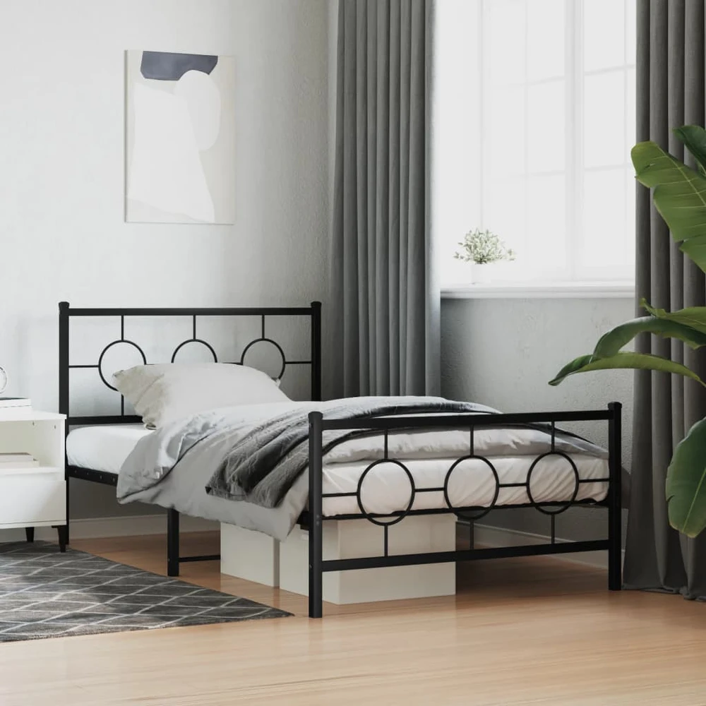 Lova Lovos rėmas su galvūgaliu/kojūgaliu, juodas, 107x203cm, metalas