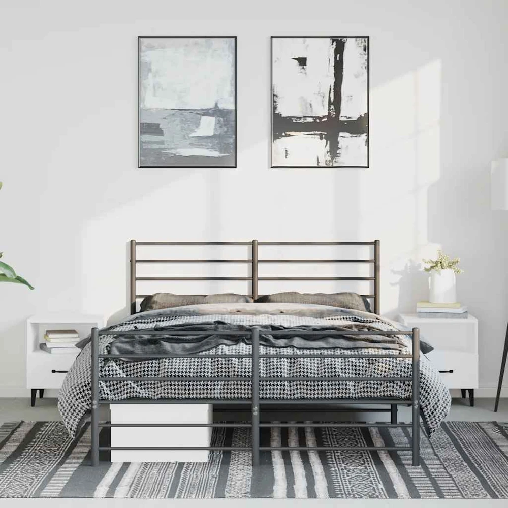 Lova Lovos rėmas su galvūgaliu/kojūgaliu, juodas, 135x190cm, metalas