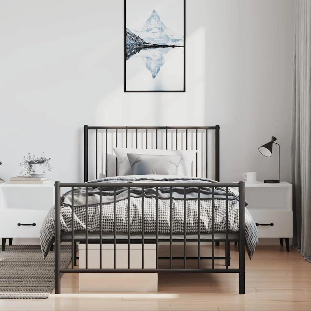 Lova Lovos rėmas su galvūgaliu/kojūgaliu, juodas, 100x190cm, metalas