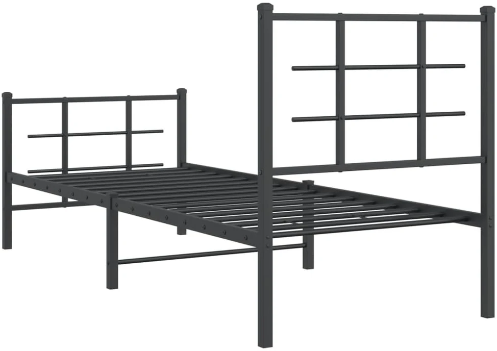 Lovos rėmas su galvūgaliu/kojūgaliu, juodas, 75x190cm, metalas