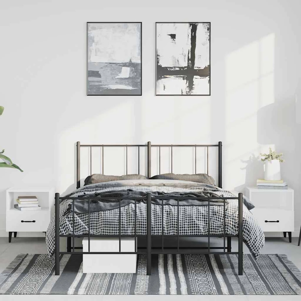 Lova Lovos rėmas su galvūgaliu/kojūgaliu, juodas, 135x190cm, metalas