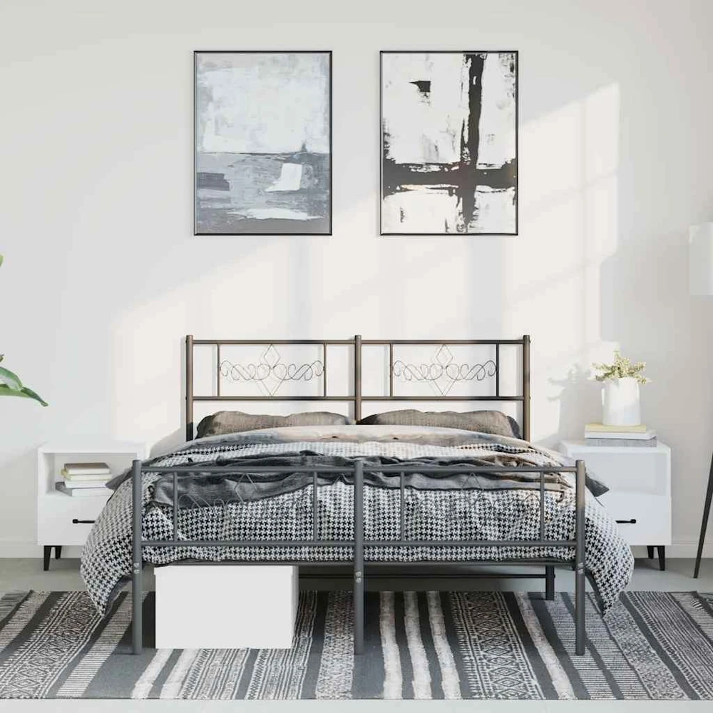 Lova Lovos rėmas su galvūgaliu/kojūgaliu, juodas, 135x190cm, metalas