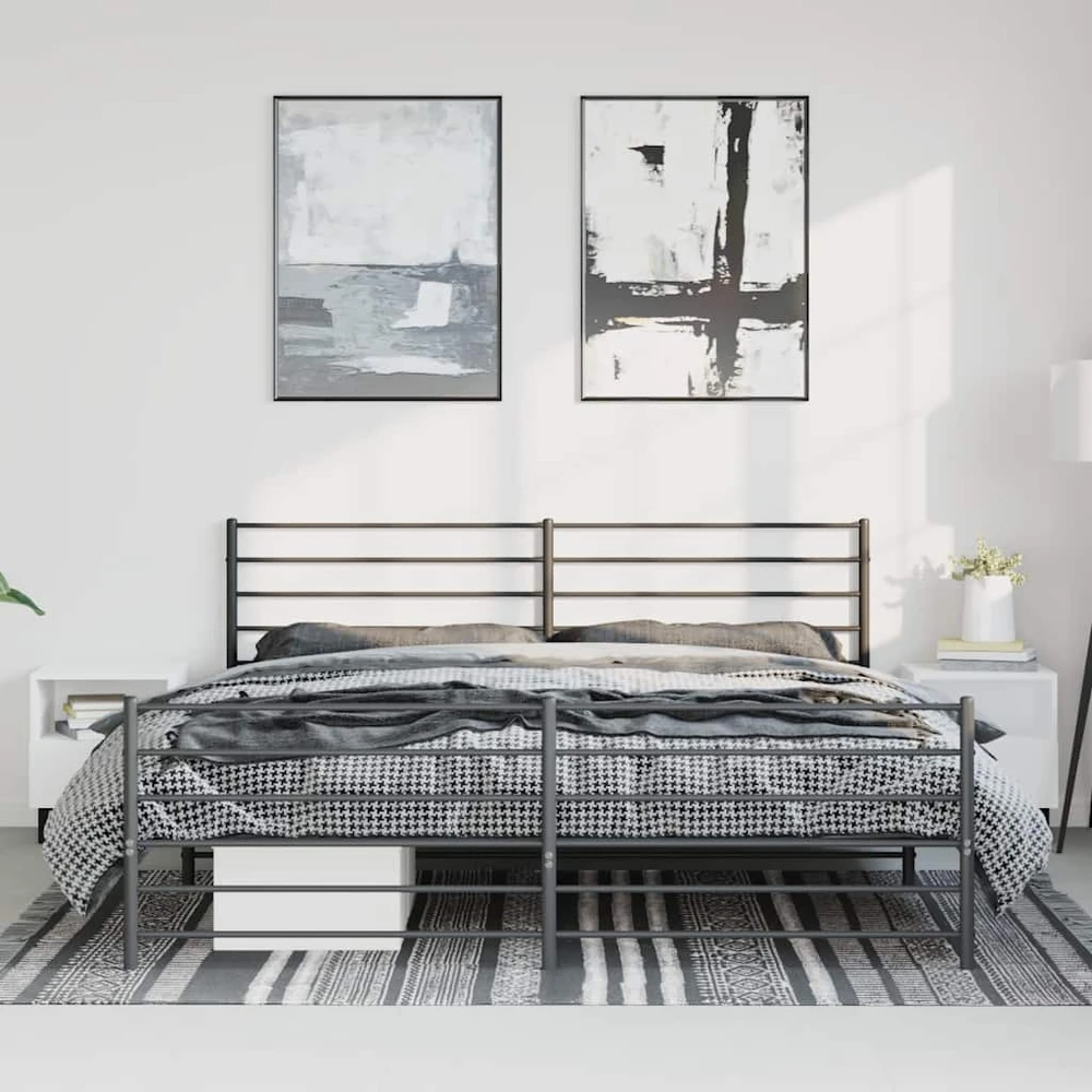 Lova Lovos rėmas su galvūgaliu/kojūgaliu, juodas, 183x213cm, metalas
