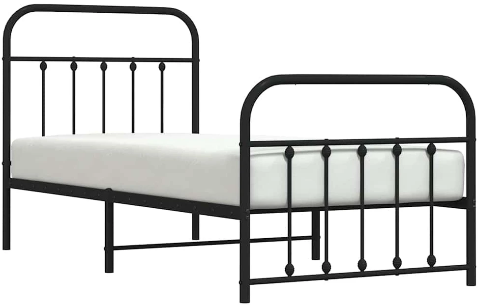 Lovos rėmas su galvūgaliu/kojūgaliu, juodas, 90x190cm, metalas