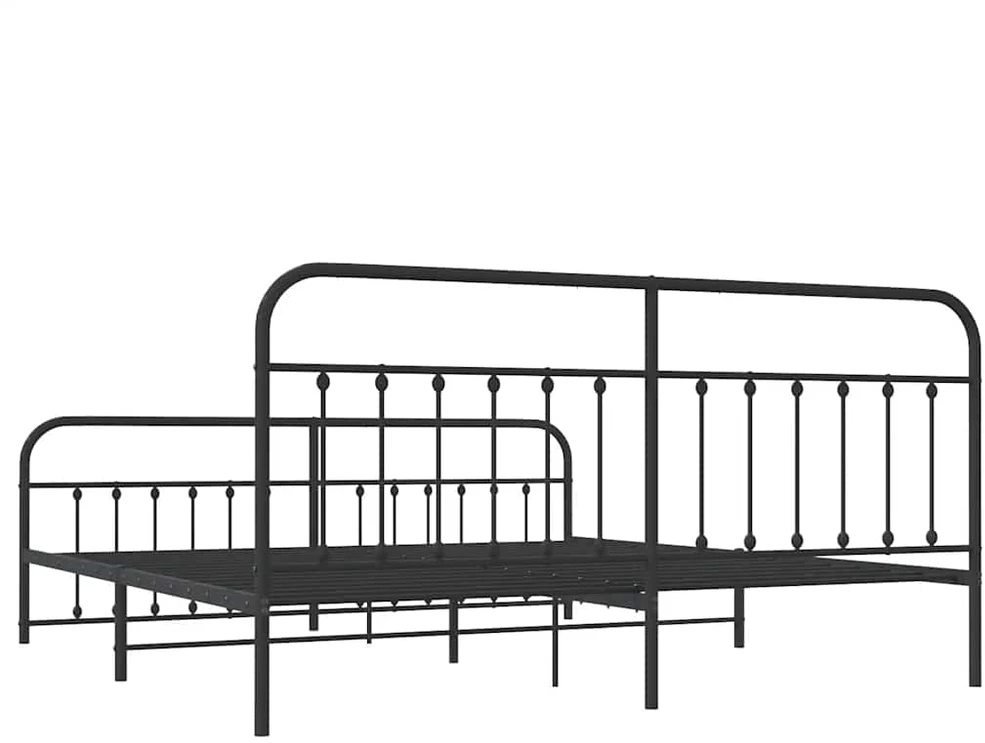 Lovos rėmas su galvūgaliu/kojūgaliu, juodas, 200x200cm, metalas