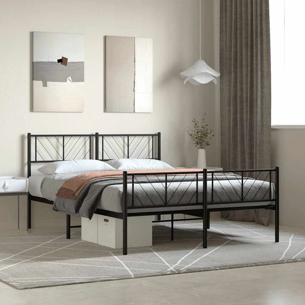 Lovos rėmas su galvūgaliu/kojūgaliu, juodas, 120x190cm, metalas